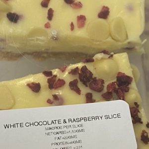 WHITE CHOCOLATE & RASPBERRY SLICE